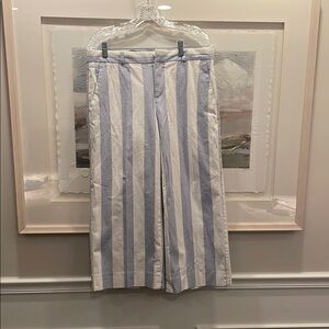 Banana Republic 10 Wide Leg Blue White Cabana StripeWomens Pants